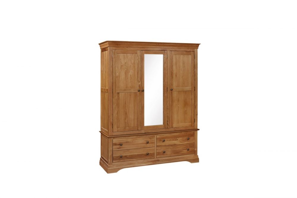 Delta triple wardrobe with drawers and mirror